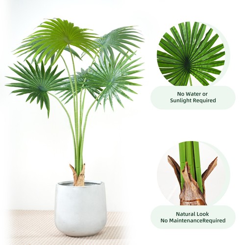 Artificial Fan Palm Tree w/Plastic Planter and Artificial Moss for House Office - Picture 26 of 44