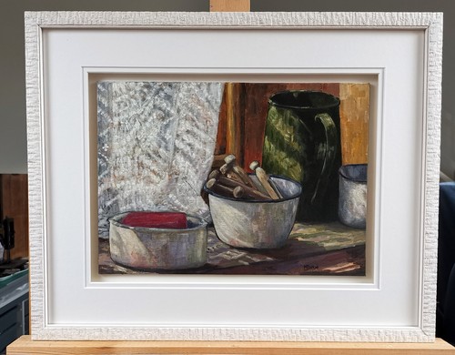 Omas Waschtag - Original Margaret Battye Gemälde - gerahmt - signiert - Bild 2 von 7