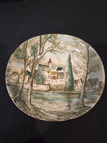 Set of 4 Johnson Bros Dream Town Green Oval Soup/Cereal Bowl – England – Vintage - Picture 4 of 14