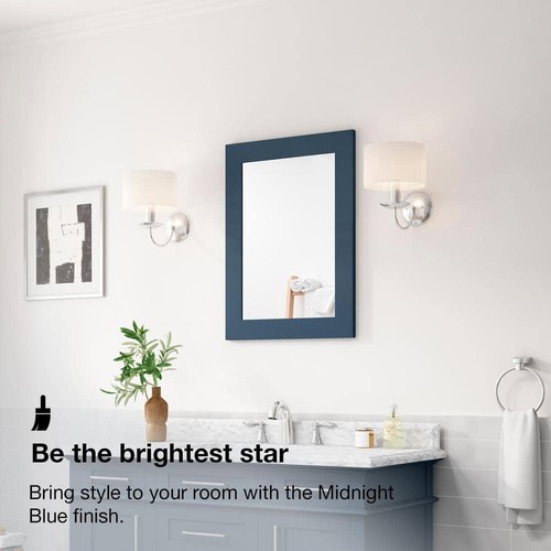 Home Decorators Bathroom Vanity Mirror 30" x 22" Framed Wall Mount Midnight Blue - Picture 4 of 7