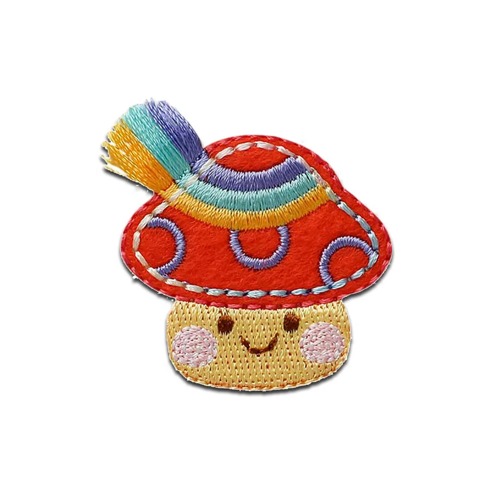 MONO-QUICK Pilz mit Fransen - Aufnäher, Bügelbild, Aufbügler, Größe: 4 x 4 cm