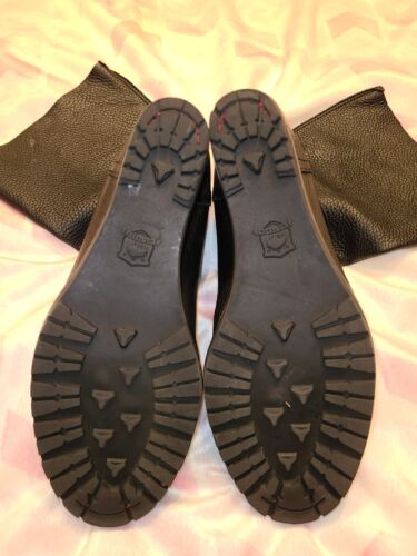 H.S. Trask Black Leather Mid-Calf Wedge Heeled Boot Shoe Women's Size 7.5 - Picture 4 of 8