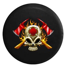 FIREMAN SKULL AXE FIREFIGHTER Pendant 925 Sterling Silver 20" Necklace Gift men