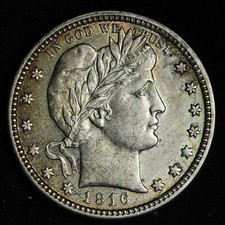 1916-D Barber Silver Quarter AU++/UNC E229 APQ