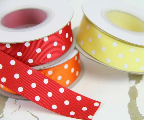 Dots Grosgrain Ribbon 3/8",7/8",1 1/2",2 1/4" widths 5 &10 yd rolls 19 colors - Picture 3 of 26