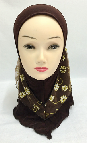Lace Muslim Hijab Kids Baby Girls Shawls Scarf Islamic Child Hat 2-6Y - Picture 26 of 41