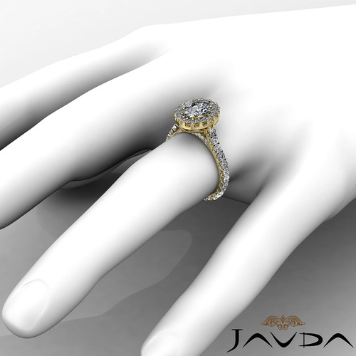 Halo Shared Prong Oval Cut Diamond Engagement Ring GIA Certified I Color SI1 3Ct - Picture 11 of 12