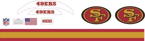 San Francisco 49ers Red and Gold Inspired Mini Football Helmet Decals - Picture 2 of 2