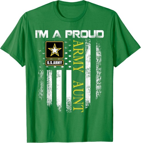 Vintage I'm A Proud Army Aunt With American Flag Gift T-Shirt Hoodie - Picture 14 of 18