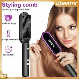 Professional Hair Brush Electric Hair Straightener Comb Wavy Hairdresser Fast He - Image 4 of 4