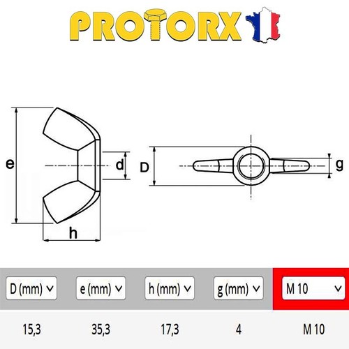Ear Nut - Butterfly - Fins M6 to M10 x (5 to 50pcs) | Stainless Steel A2 - Picture 8 of 8