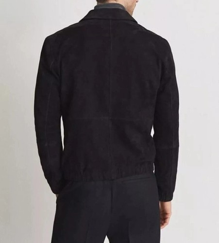 ELEGANT New Men's Black Suede Leather Jacket Soft Lambskin Style Slim Fit jacket - Picture 3 of 4