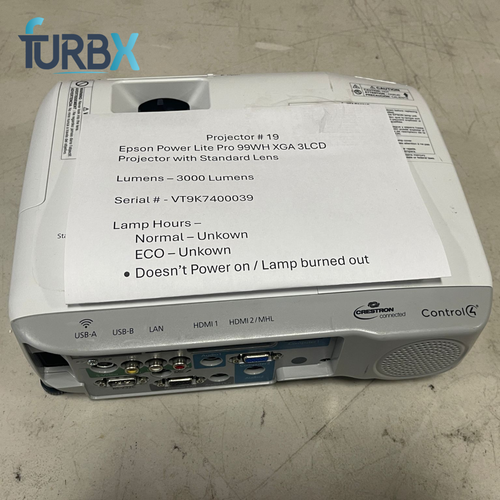 Epson PowerLite 1940W WXGA 3LCD Projector (Without Cord & Remote) Only for Parts - Picture 2 of 6