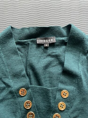 Jaegar Wool Jumper Green Size Medium With Gold Buttons Good Conditions - Picture 2 of 7