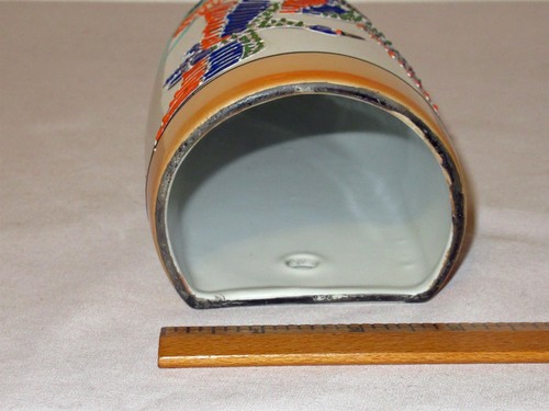 Vintage 8.5" Japan Lusterware Ceramic Wall Pocket with Moriage Bird Decoration - Bild 4 von 11