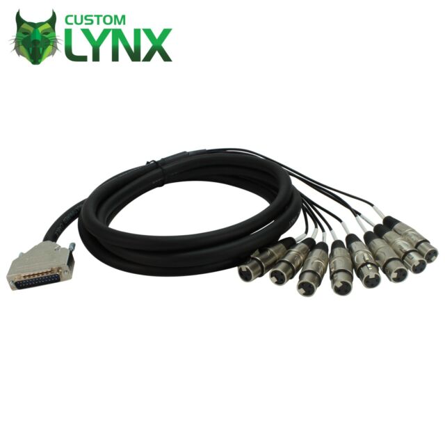 Custom Lynx 25 PIN DSUB Loom DB25 to 8 x Female XLR Plugs Stereo Balanced Audio