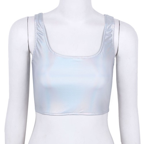 Camicia donna sexy ritaglio lucido scavata crop top nightwear club manica lunga - Foto 48 di 49