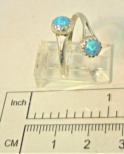 Opal Adjustable Ring Size 7 Lab Opal Wrap Around Ring Sterling Silver Navajo 670 - Picture 3 of 8
