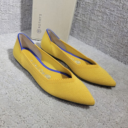 Rothys The Point Women's Size 5.5 Marigold Yellow Pointed Toe Slip on Flat Shoes - Picture 9 of 13