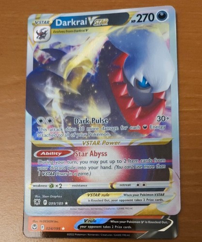 POKEMON ERROR MISPRINT BORDER CARD DARKRAI VSTAR 99/189 Astrial RADIANCE  - Picture 2 of 7