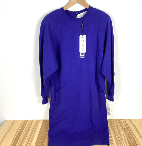 Bill Blass Women's Medium Sweater Dress Vintage 80s 90s Blueberry Purple Teacher - Picture 9 of 12