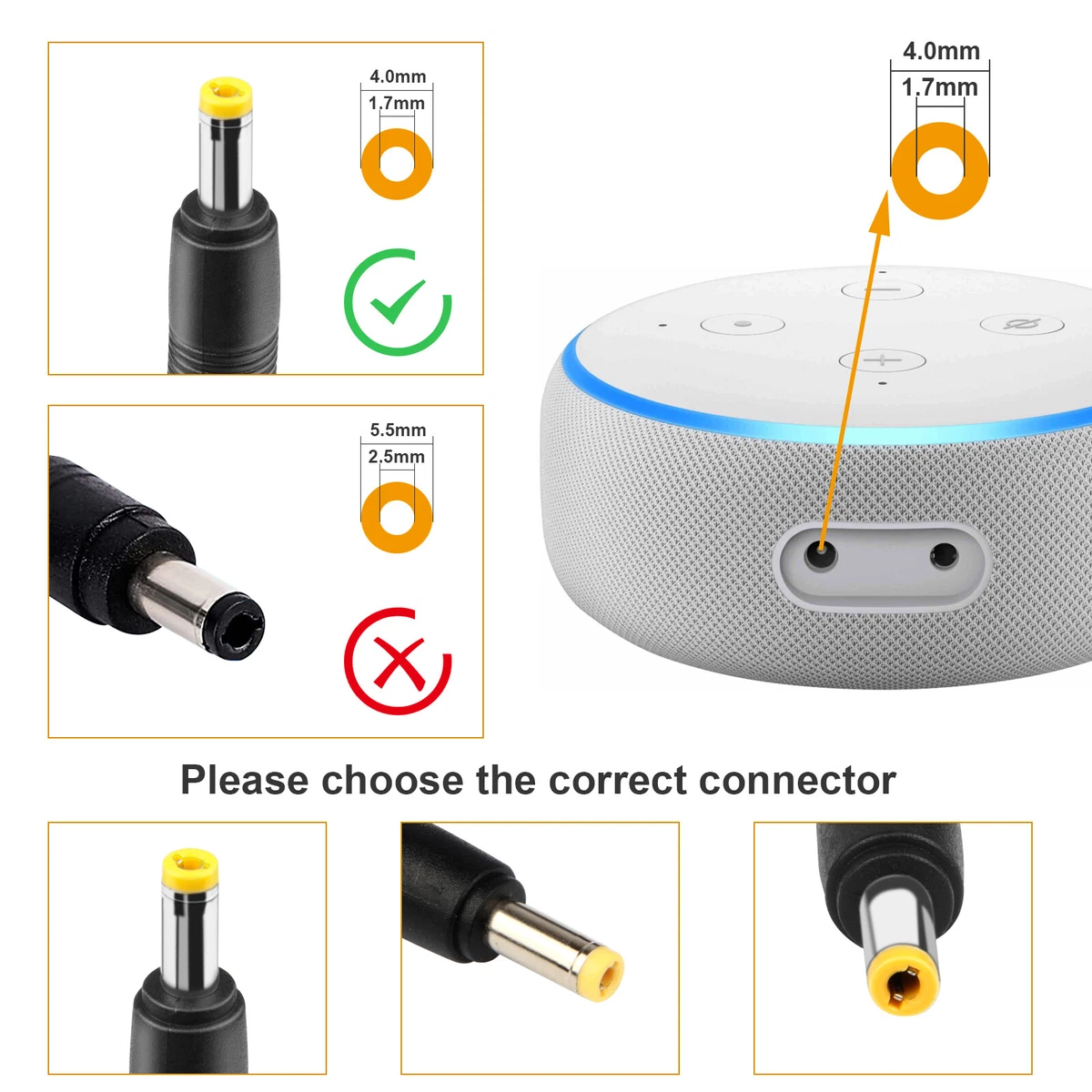 15W Power Supply Adapter For Amazon Echo Dot 3rd Gen Echo Show 5 Cord Charger