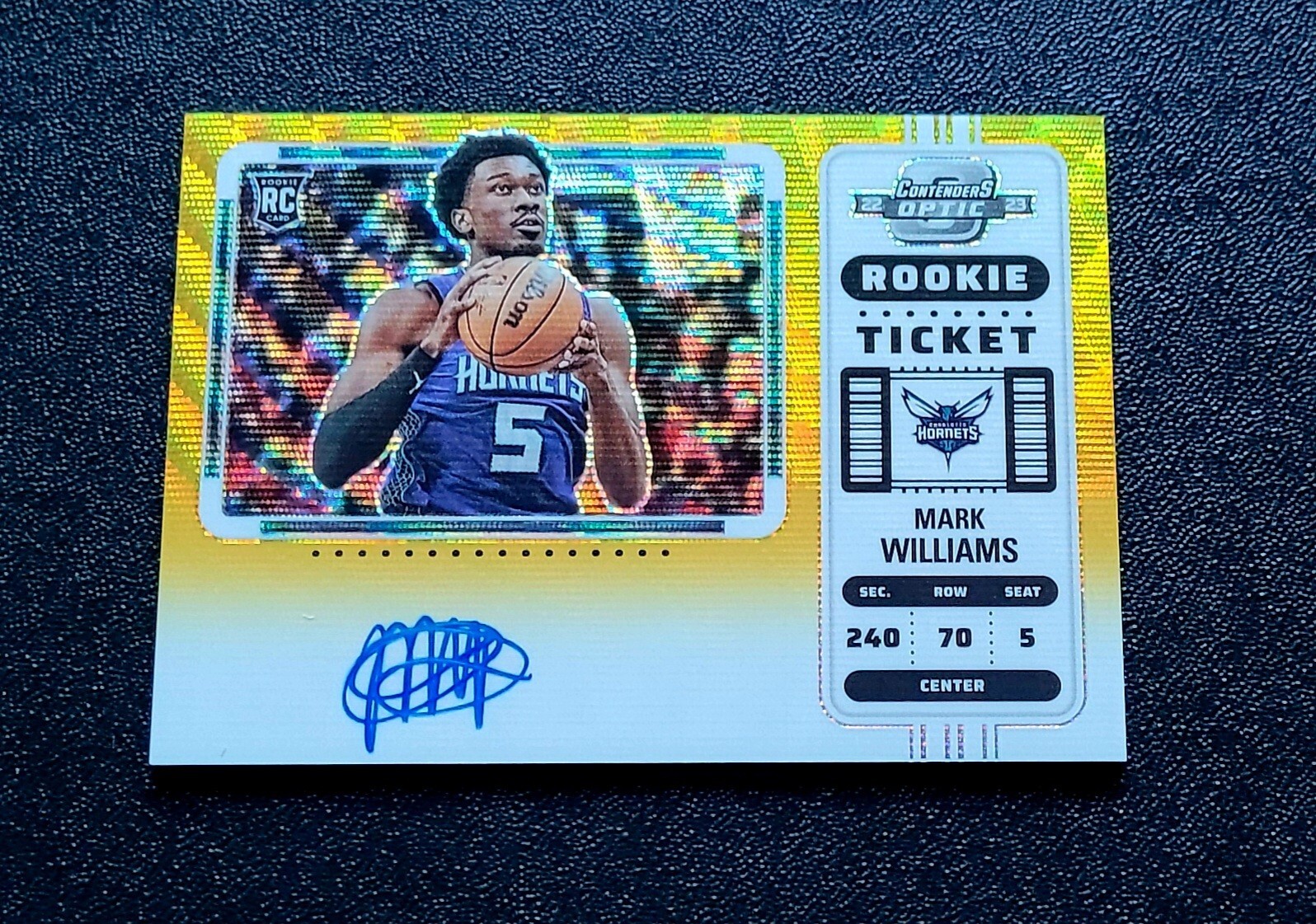 2022-23 Panini Contenders Optic Mark Williams Rookie Ticket Auto Gold Wave /10