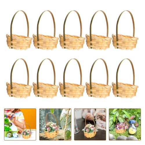 10 Pcs Mini Bamboo Hand Basket Woven Baskets for Storage Home Baby - Picture 3 of 12