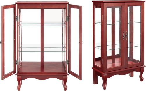 3-Tier Lighted Glass Display Curio Cabinet Case Wine Artwork Display Cabinet - Picture 32 of 96