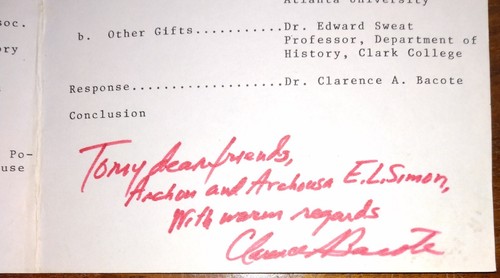 Clarence A. Bacote (1906-1981) Signed Program "Mr. Atlanta University" 1930-1977 - Picture 3 of 4