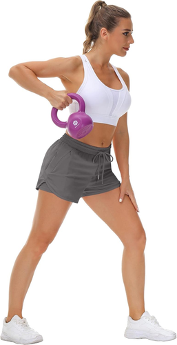 Women'S Running Shorts with Liner 3 Zipper Pockets Elastic Workout Athletic Gym - Picture 7 of 12