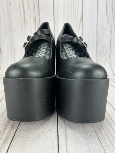 Killstar Resurrect Lunar Doll Mary Jane Shoes Platform Black Leather Womens Sz 7 - 第 3/12 張圖片