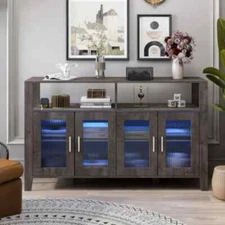 Sideboard Buffet Cabinet, Accent Cabinet with glass doors, Storage Cabinet