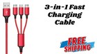 3 In 1 Fast Charger Cable for All Phones Micro USB and Type C With 4 Colours