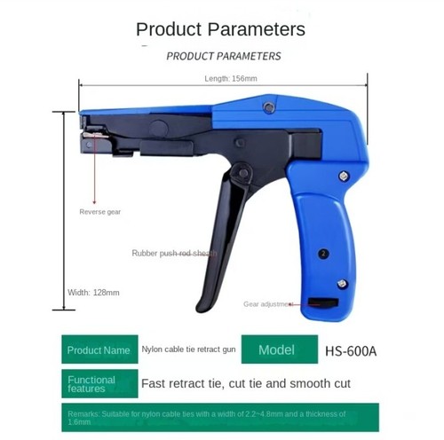 Nylon Cable Tie Gun Fastening Tightener Tool Wire Bundling Tensioning HS‑600A - Bild 7 von 7