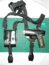 Tagua SH4-1171 LH Leather Shoulder Holster Dual Mag Pouch Kahr CW9 CW40 P9 P40