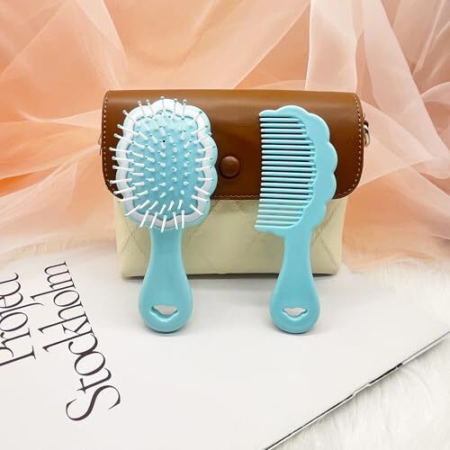 Mini Nasshaarbürste, kleiner süßer Haarkamm 2 Stück wolkenförmige Haarbürste blau - Bild 4 von 6