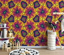 3D Floral Art Pattern Self-adhesive Removeable Wallpaper Wall Mural