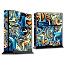 PS Playstation console skins decals wrap - blue orange psychadelic oil slick