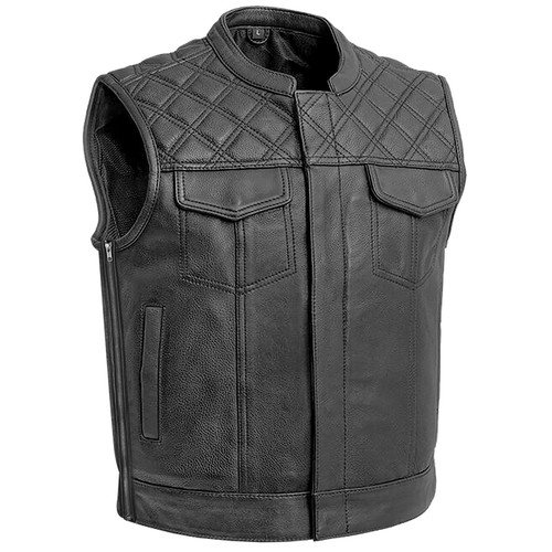 BGA SONS OF ANARCHY Cross Hatch Leather Motorcycle Motorbike Vest With Side Zip - Picture 3 of 8