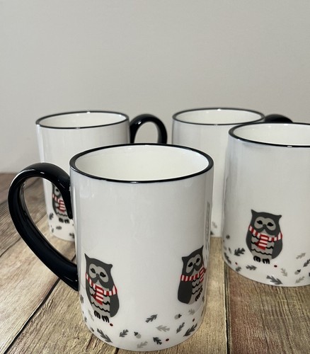 OWL Mugs Martha Stewart Collection Exclusively for Macy's Winter Autumn 4 Set - Picture 3 of 7