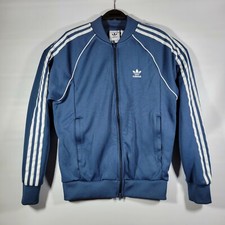 ADIDAS TREFOIL MENS ORIGINALS SUPERSTAR MARINE BLUE FULL ZIP TRACK JACKET MEDIUM