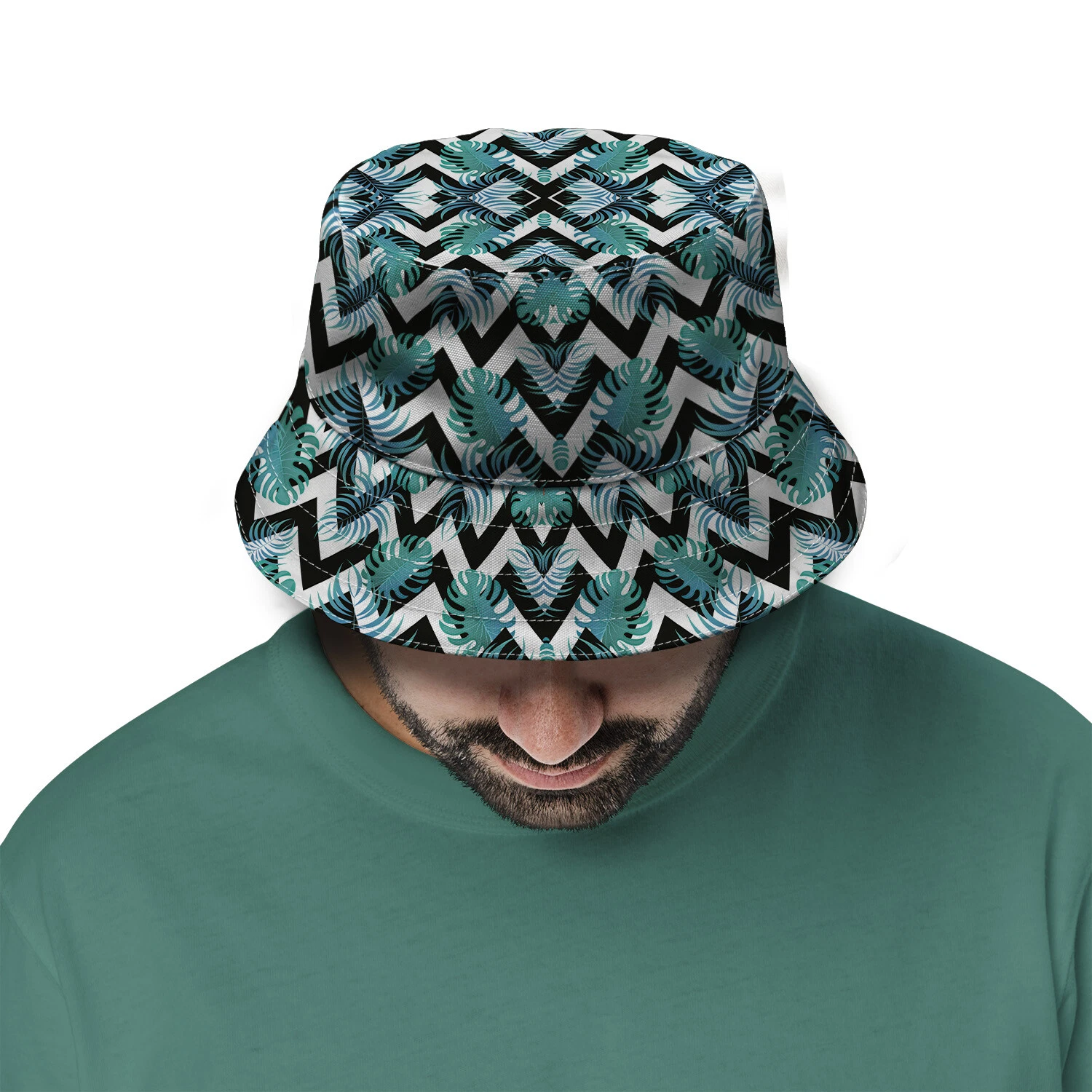 Tropical Leaves Chevrons - Bucket Hat Fashion Sun Cap Outdoor Hat Unisex
Opens in a new window or ta