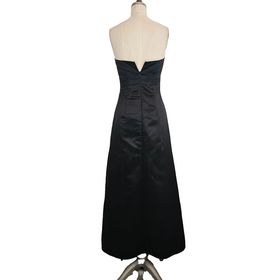 Maxi Vestido Largo De Colección Jessica McClintock Mod Marrón Negro Sin Tirantes Fiesta Gala Talla 2 Foto 3 de 4