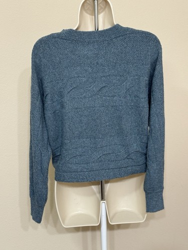 Hippie Rose Women’s Blue Long Sleeve Crew Neck Comfort Cropped Knit Sweater s S - Picture 5 of 10