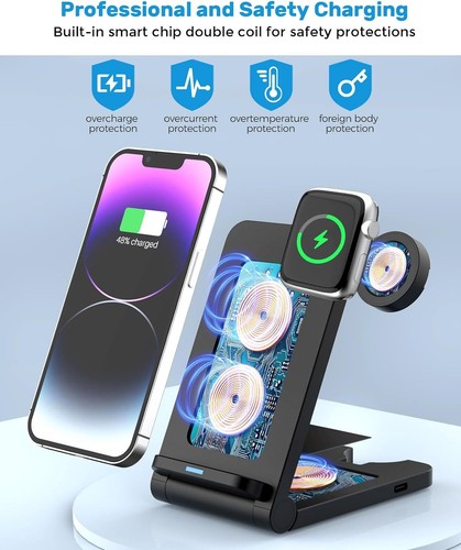Foldable Wireless Charger 15W Dock for Phone and Watch - Picture 2 of 2