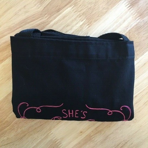 Tote Bag She’s Whiskey in a Teacup Embroidered Tote Bag Black w Pink Letters - Picture 7 of 7