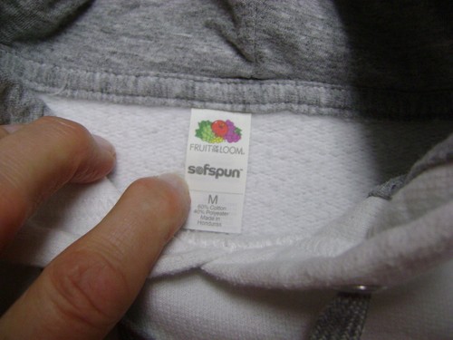 Weißes Medium Fruit of the Loom Sofspun gestreiftes Kapuzenpullover - Bild 2 von 10