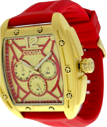 COOSSA ORIGINAL Special Edition Men's Tonneau 46MM Case Gold/Red Tone Day Date - Picture 6 of 14