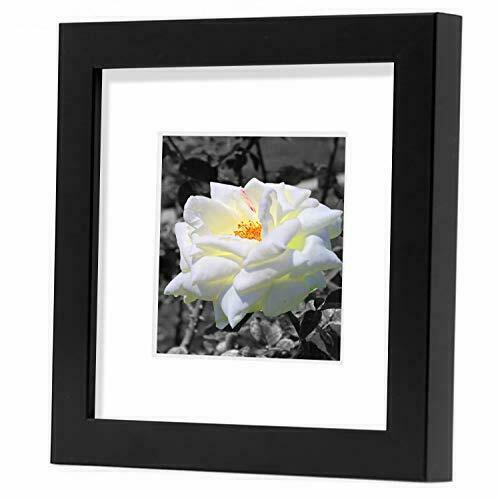 6x6 Black Smartphone Instagram Square Wood Picture Frame for 4x4 Photo White Mat